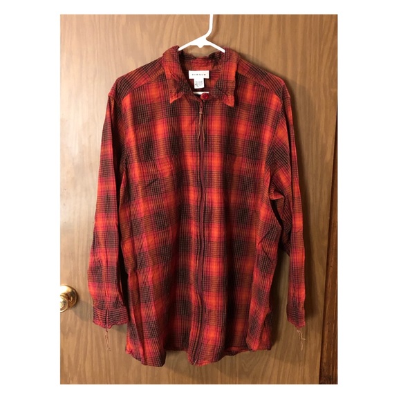 Avenue Tops - Plaid Zip Up Top